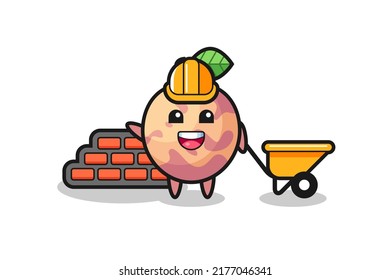 Cartoon character of pluot fruit as a builder , cute style design for t shirt, sticker, logo element