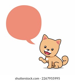 Cartoon character pomeranian dog with speech bubble for design.