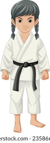 A cartoon character with a ponytail wearing a judo sport outfit