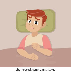 Cartoon character Poses, Man with sleep problems and insomnia symptoms.,vector eps10