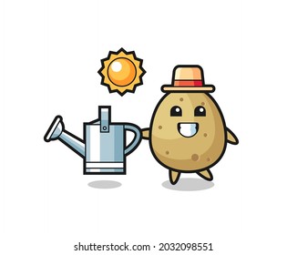 Cartoon character of potato holding watering can , cute style design for t shirt, sticker, logo element