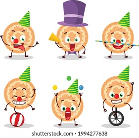 Cartoon character of potatoes pie with various circus shows. Vector illustration