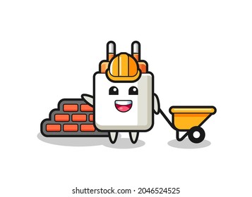 Cartoon character of power adapter as a builder , cute design