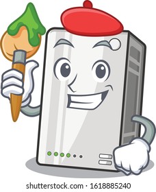 Cartoon character of power bank Artist with a brush