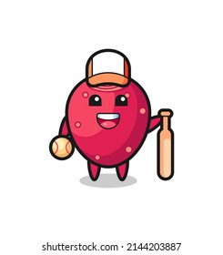 Cartoon character of prickly pear as a baseball player , cute design