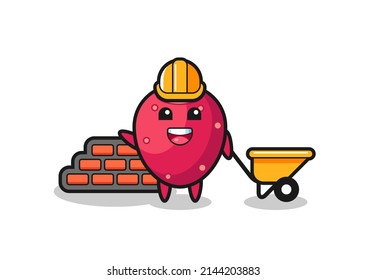 Cartoon character of prickly pear as a builder , cute design