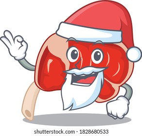 cartoon character of prime rib Santa having cute ok finger