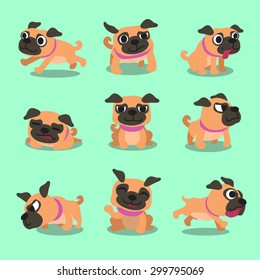 Cartoon character pug dog poses