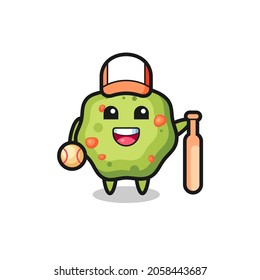 Cartoon character of puke as a baseball player , cute style design for t shirt, sticker, logo element