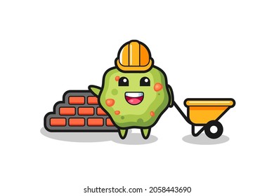 Cartoon character of puke as a builder , cute style design for t shirt, sticker, logo element