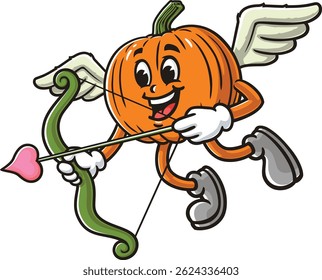 Cartoon character pumpkin is becoming cupid