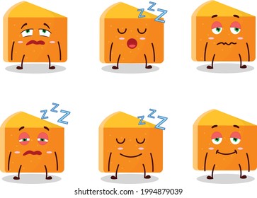 Cartoon character of pumpkin cake with sleepy expression. Vector illustration
