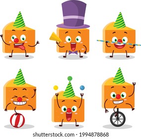 Cartoon character of pumpkin cake with various circus shows. Vector illustration