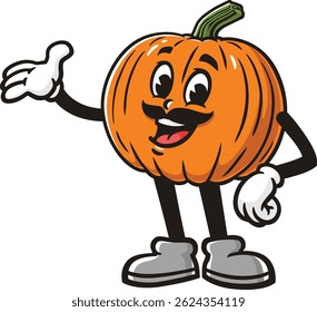 Cartoon character pumpkin with mustache