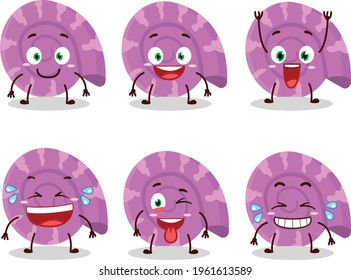 Cartoon character of purple clam with smile expression