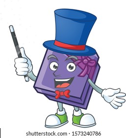 Cartoon character of purple gift box Magician style