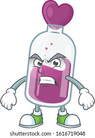 cartoon character of purple potion with angry face
