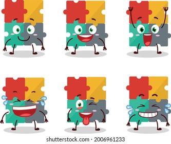 Cartoon character of puzzle with smile expression. Vector illustration