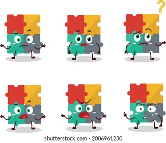 Cartoon Charakter des Puzzles mit welchem Ausdruck. Vektorgrafik