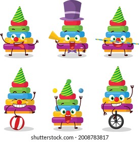 Cartoon character of pyramid block toys with various circus shows. Vector illustration