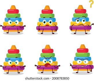 Cartoon character of pyramid block toys with what expression. Vector illustration