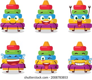 Cartoon character of pyramid block toys with smile expression. Vector illustration