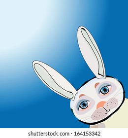 Cartoon character Rabbit Isolated on blue background. Vector illustration.