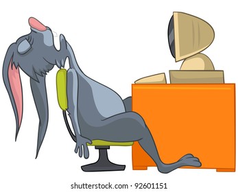 Conejo de caricatura aislado en fondo blanco. Vector.