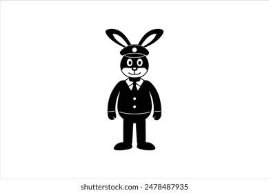 Cartoon character of a rabbit policeman, depicted in a vector artwork illustration. This charming and detailed image features a rabbit dressed as a law enforcement officer.