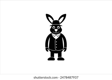 Cartoon character of a rabbit policeman, depicted in a vector artwork illustration. This charming and detailed image features a rabbit dressed as a law enforcement officer.