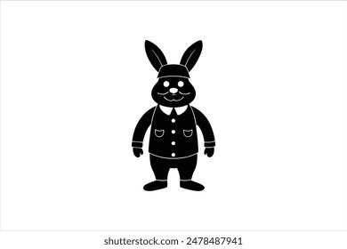 Cartoon character of a rabbit policeman, depicted in a vector artwork illustration. This charming and detailed image features a rabbit dressed as a law enforcement officer.