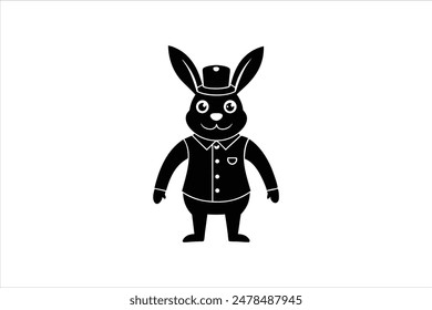 Cartoon character of a rabbit policeman, depicted in a vector artwork illustration. This charming and detailed image features a rabbit dressed as a law enforcement officer.