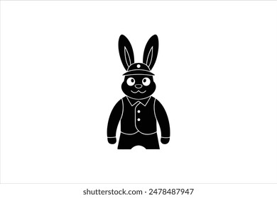 Cartoon character of a rabbit policeman, depicted in a vector artwork illustration. This charming and detailed image features a rabbit dressed as a law enforcement officer.