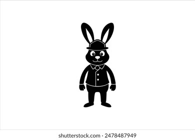 Cartoon character of a rabbit policeman, depicted in a vector artwork illustration. This charming and detailed image features a rabbit dressed as a law enforcement officer.