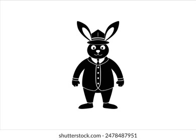 Cartoon character of a rabbit policeman, depicted in a vector artwork illustration. This charming and detailed image features a rabbit dressed as a law enforcement officer.