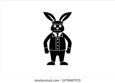 Cartoon character of a rabbit policeman, depicted in a vector artwork illustration. This charming and detailed image features a rabbit dressed as a law enforcement officer.