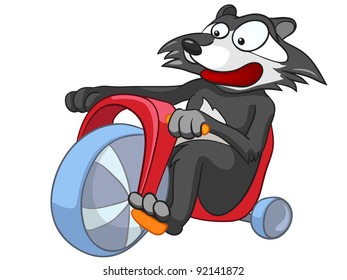 Cartoon Character Raccoon Isolated on White Background. Vector.