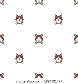 Cartoon character ragamuffin cat seamless pattern background for design.