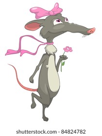 Cartoon Character Rat Isolated on White Background. Vector.