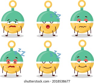 Cartoon character of rattle with sleepy expression. Vector illustration