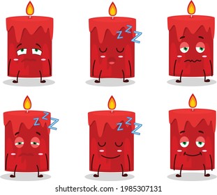 Cartoon character of red candle with sleepy expression. Vector illustration