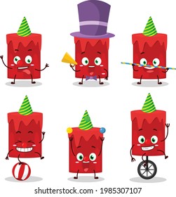 Cartoon character of red candle with various circus shows. Vector illustration