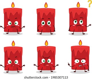 Cartoon character of red candle with what expression. Vector illustration