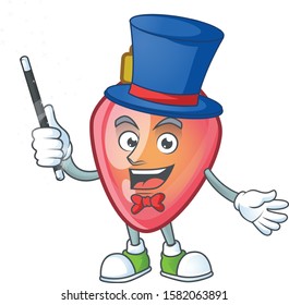 Cartoon character of red christmas bulb Magician style