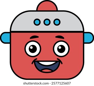 A cartoon character with a red face and a smiling mouth