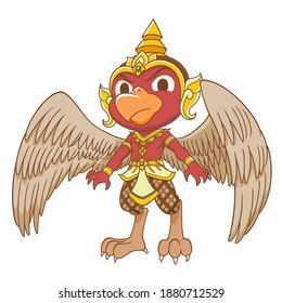 Cartoon character of red Garuda.