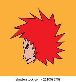 Cartoon character with a red hair. Vector illustration for t shirt