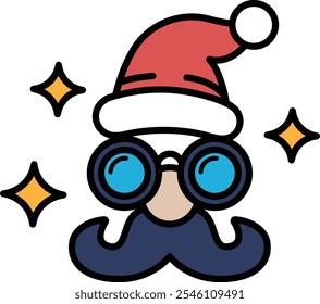 A cartoon character with a red hat and glasses. The character has a mustache and is wearing a red hat