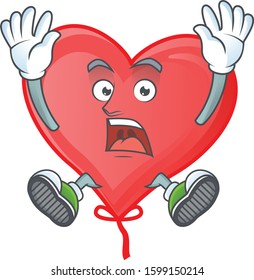 Cartoon character of red love balloon style with shocking gesture