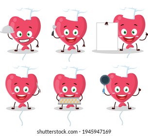 Cartoon character of Red love baloon with various chef emoticons